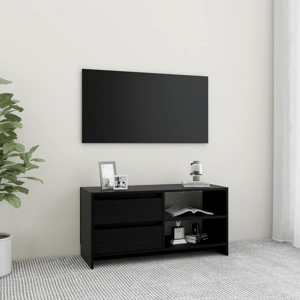 Vidaxl TV skrinka čierna 80x31x39 cm borovicový masív
